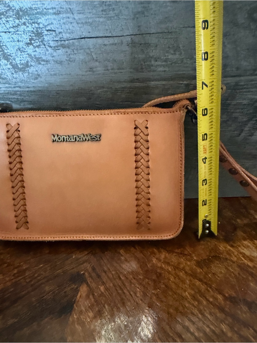 NWT Montana West Tan Braided Crossbody Purse Adjustable Strap Zip Bag - Picture 7 of 7